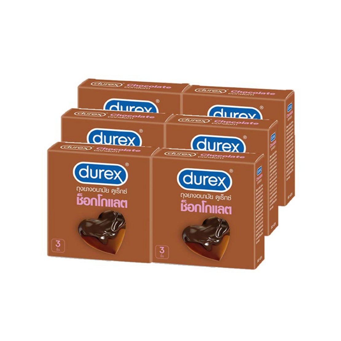 Durex ถุงยางอนามัยช็อกโกแลต 3 ชิ้น 1 แพ็ก (6 กล่อง) | Allonline
