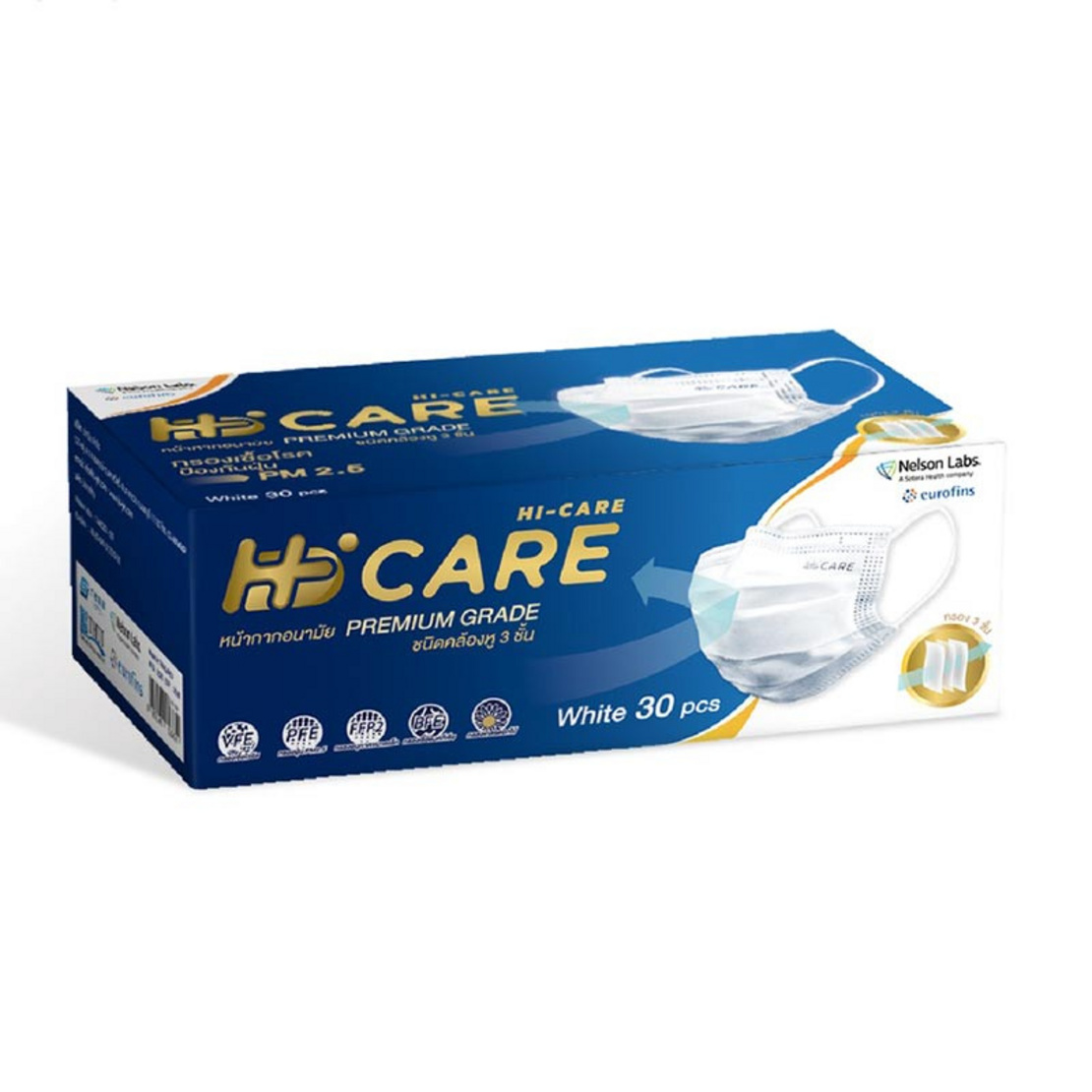 Hi-Care Premium Grade หน้ากากอนามัยหนาพิเศษ (รองรับ Pm2.5) สีขาว | Allonline